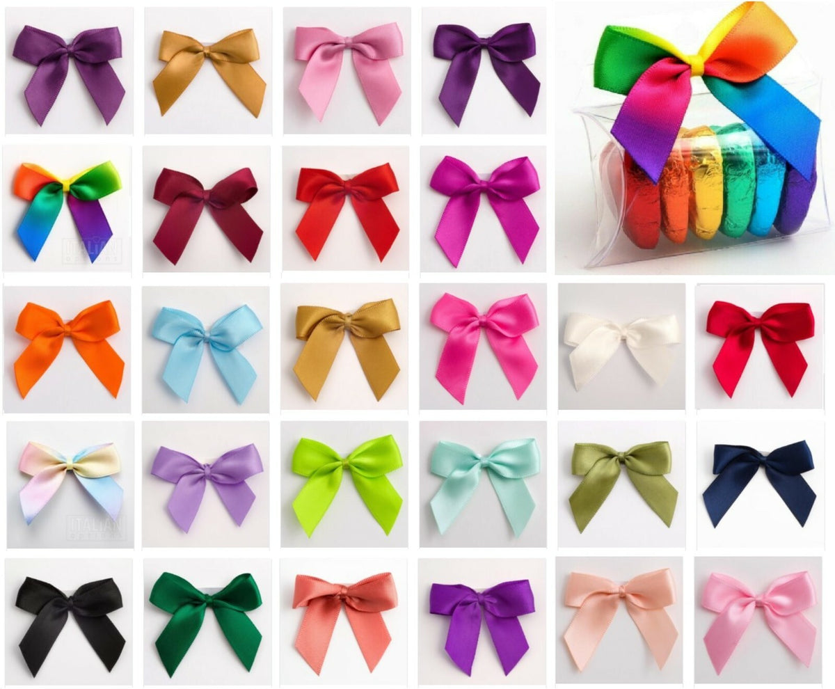 Self Adhesive 5cm Bow Satin Bows Sticky Pre-Tied 16mm Ribbon Craft Wedding
