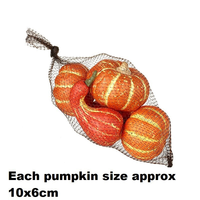 Velvet Pumpkin Halloween Pumpkins Ornament Prop Party Autumn Decoration Craft - 5 Pack Pumpkin Net - Polystyrene - 25x15cm