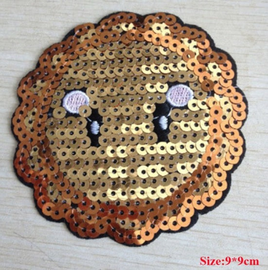 KAWAII CARTOON SUN IRON ON SEQUINS APPLIQUE PATCH MOTIF SPARKLY CUSTOMISE