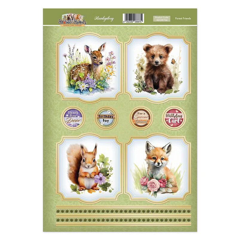 Hunkydory Greeting & Birthday Card Topper Making Kits Luxury Toppers for Cards - Forest Friends