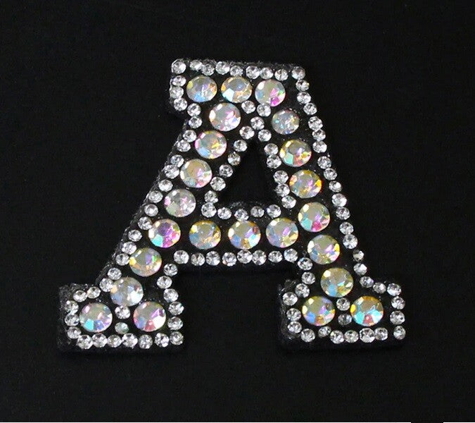 4.5cm AB Rhinestone Letter Patch Patches Glue or Sew on Alphabet Crystal