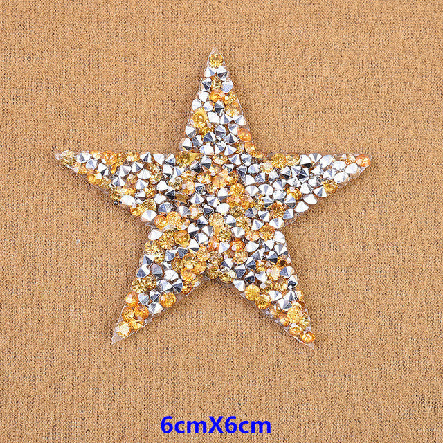 Rhinestone Sparkle Star Patch Iron on Alphabet Glitter Patches Space Hotfix 6cm