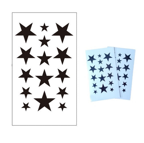 Black Stars Kawaii Gothic Wiccan Pagan Waterproof Body Art Removable SD
