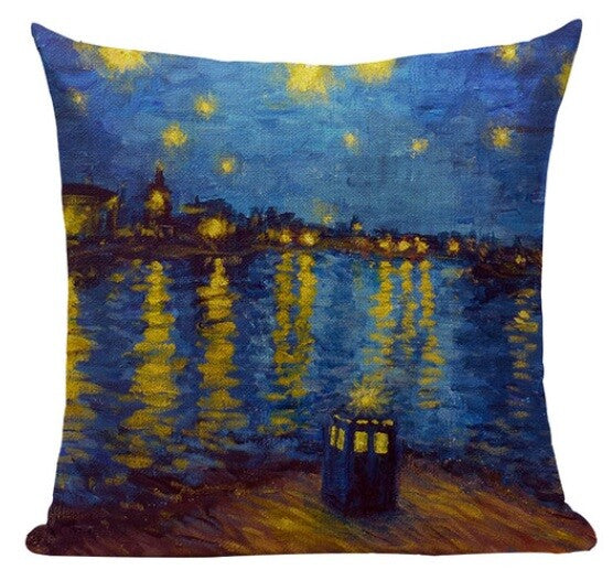 ARTIST VAN GOGH STARRY NIGHT BLOSSOM OIL PAINTING CUSHION COVERS 45x45cm - Rhone Design 4