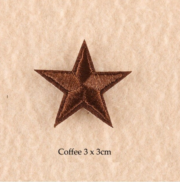 2 Dark Brown Star Patches Iron On Sew On Stars Patch Embroidered Applique Badges