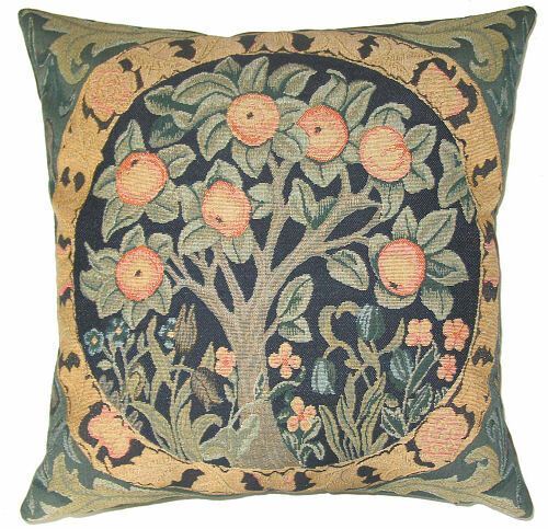 WILLIAM MORRIS BELGIAN TAPESTRY CUSHION COVERS ORANGE TREE PIMPERNEL STRAWBERRY - Orange Tree - 48x48cm