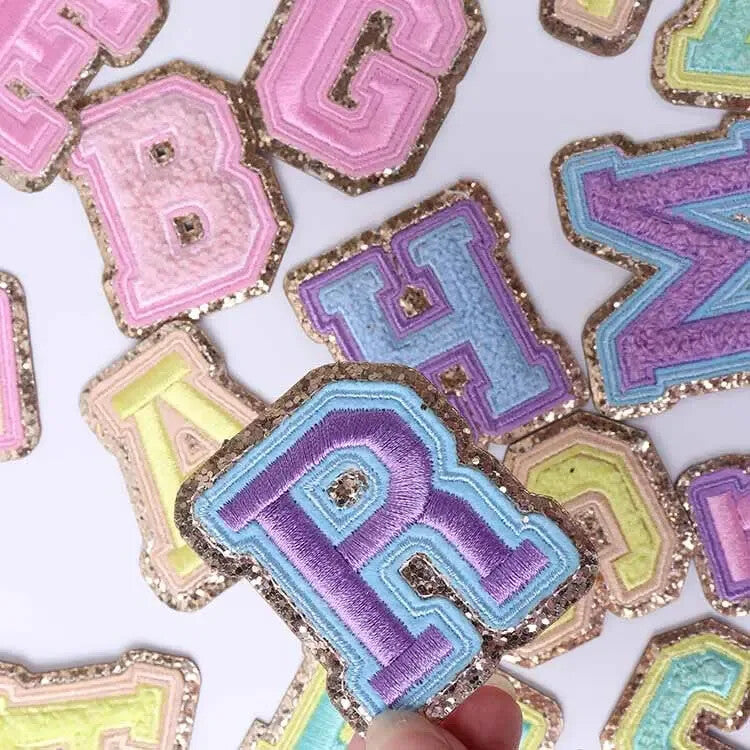 3D Gold & Coloured Patch Embroidered Letter Patches Iron on Alphabet 6cm