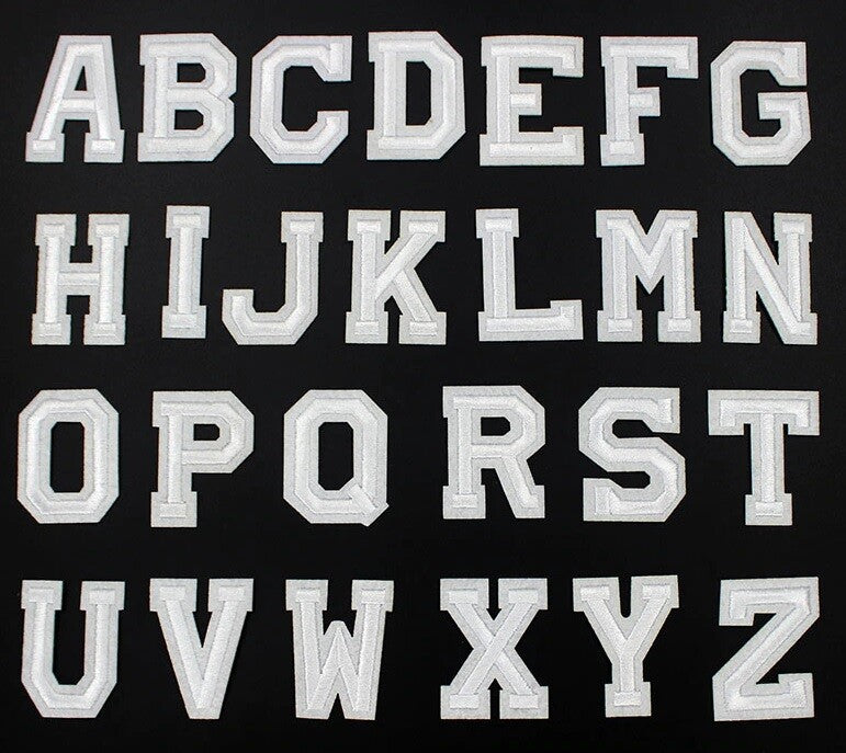 White Letter Patch Patches Iron or Sew on Alphabet Embroidery Customise Clothes