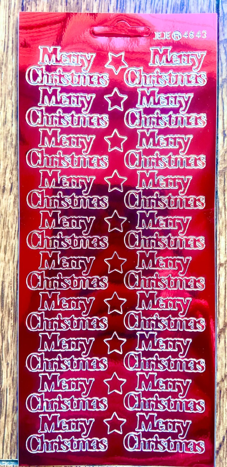 Mirror Shine Merry Christmas Peel Off Sticker Card Making Craft Stickers - Red