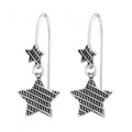 925 Sterling Silver Double Star Minimalist Drop 9x9mm Earrings & Gift Box #6