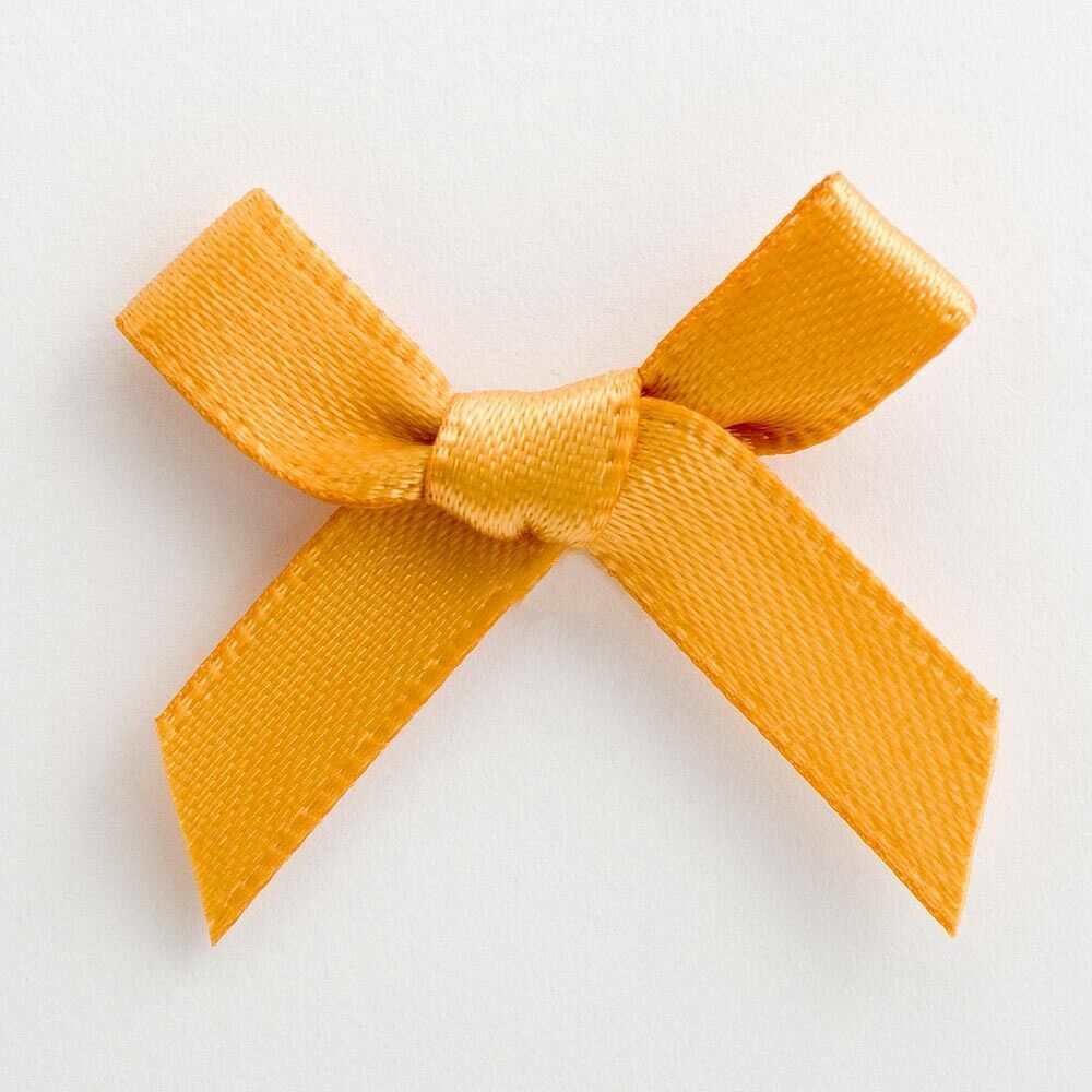 3cm Satin Bows 6mm Bow Pre Tied Ribbon Sewing Crafts Wedding Cards Scrapbook - Antique Gold