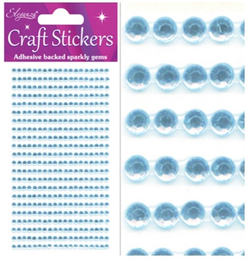 3D Stickers Craft Pearl Dots Sparkly Glitter Gem Craft Card Craft Self Adhesive - 3mm Blue (418 gems)