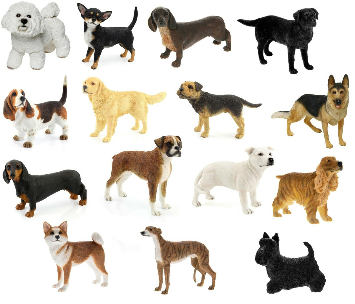 Best of Breed Dog Ornament Figurines Akita Boxer Alsatian Greyhound
