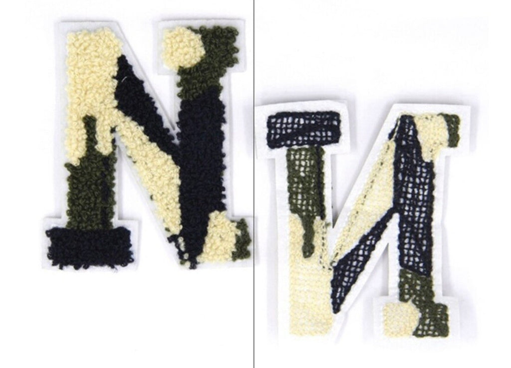 Camouflage Army Chenille Patch Letter Patches Sew on Alphabet Embroidery Patches