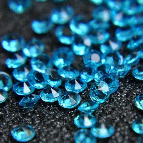 1000 Pieces - Diamond Table Scatter Confetti Gems - 10 Colours - 4mm - Craft - Aqua Blue