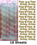 10 Sheets - Salmon Peach Happy Birthday Mirror Shine Peel Off Sticker Stickers