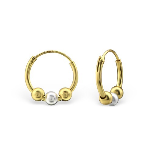 925 Sterling Silver & Gold Hoop Earrings Bali Hoops Earrings & Gift Box - 4