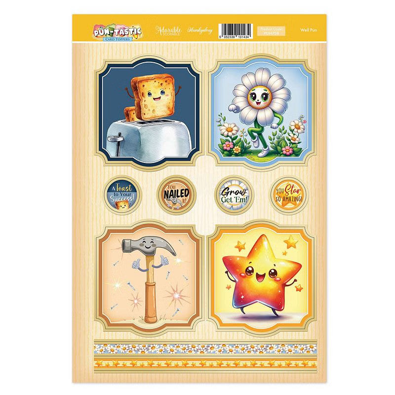 Hunkydory Greeting & Birthday Card Topper Making Kits Luxury Toppers for Cards - Well Pun