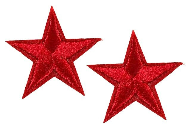 2 Burgundy Deep Red Star Patches Iron On Sew On Stars Patch Embroidered Applique
