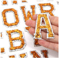 Orange & Silver Glitter Varsity Letter Patch Iron or Sew on Alphabet Patches