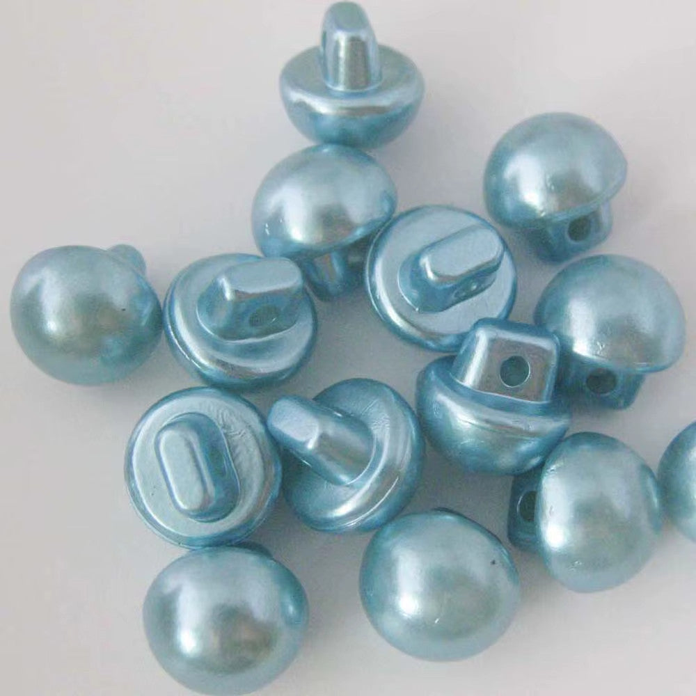 Buttons Half Pearl Shank Mushroom Button Side Shank 10mm - Blue