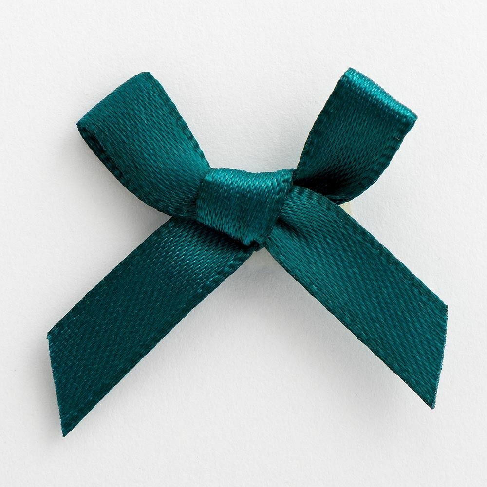 3cm Satin Bows 6mm Bow Pre Tied Ribbon Sewing Crafts Wedding Cards Scrapbook - Teal