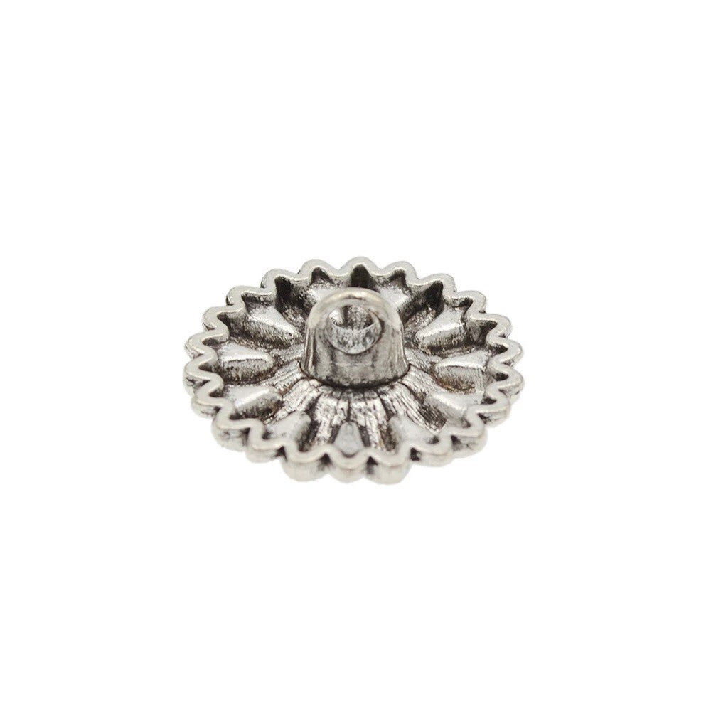 Antique Silver Metal Buttons Flower Square Round Side Shank