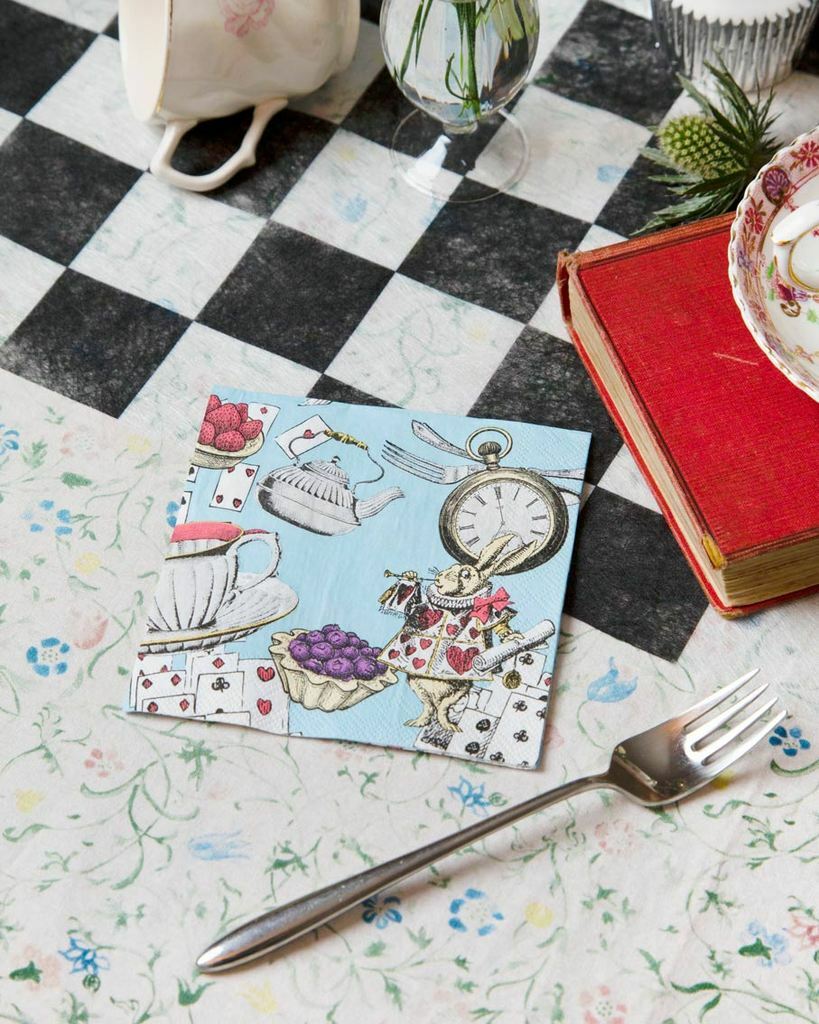 Paper Napkins Party Table Decorations Set Tropical Bunny Alice in Wonderland