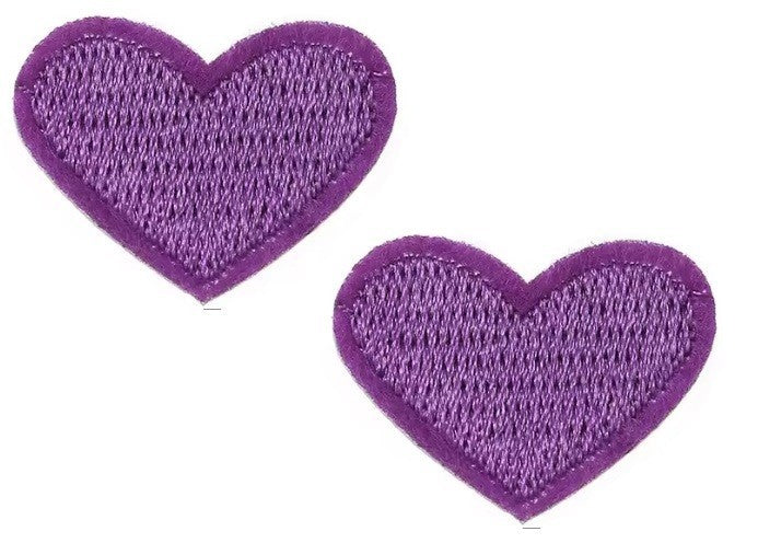 2 Purple Heart Patches Iron On Sew On Hearts Patch Embroidered Badges