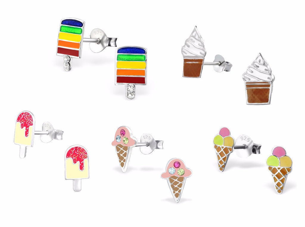 925 Sterling Silver & Ice Cream Ice Lolly Kawaii Stud Earrings & Gift Box