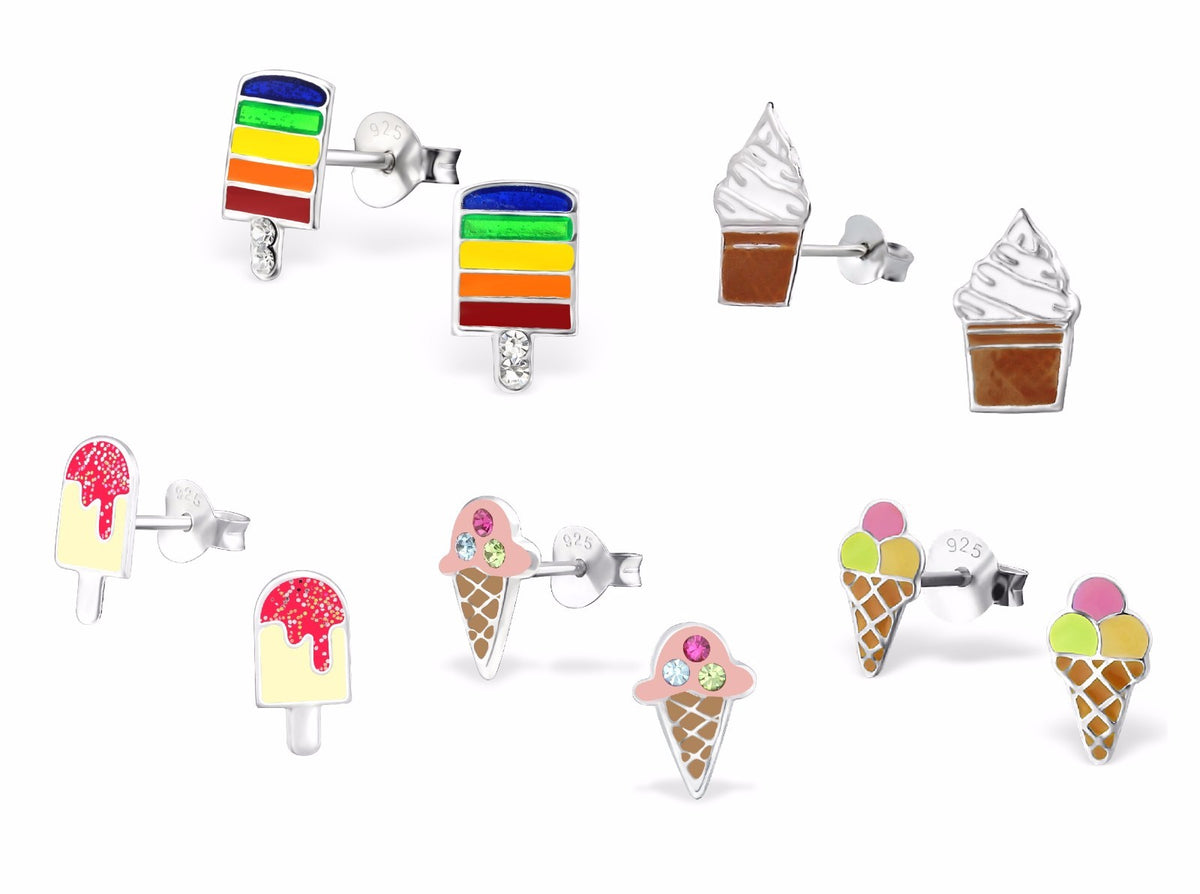 925 Sterling Silver & Ice Cream Ice Lolly Kawaii Stud Earrings & Gift Box
