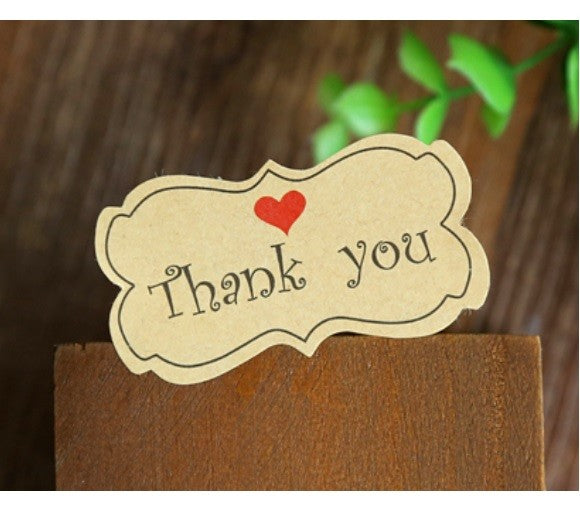 Paper Labels Thank You Red Heart Scroll Regency Gift Hand Made Craft Stickers