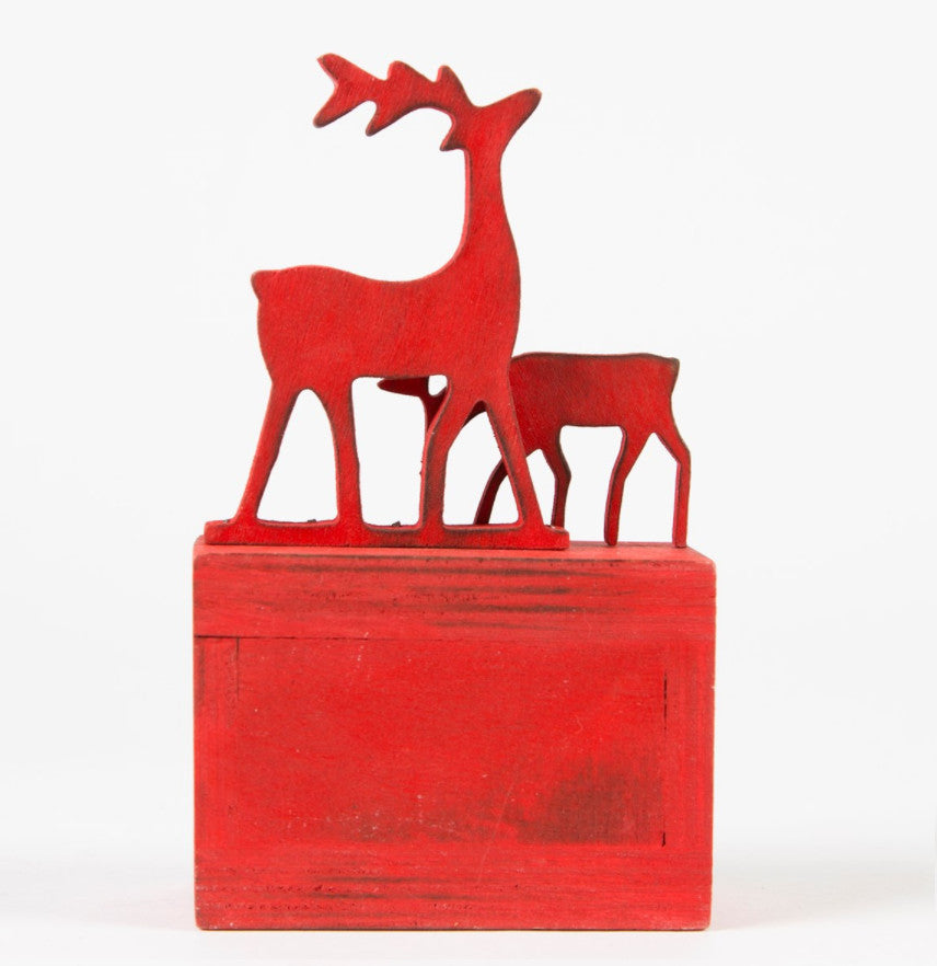 Reindeer Christmas Countdown Calendar Block Red & White Advent Sass & Belle