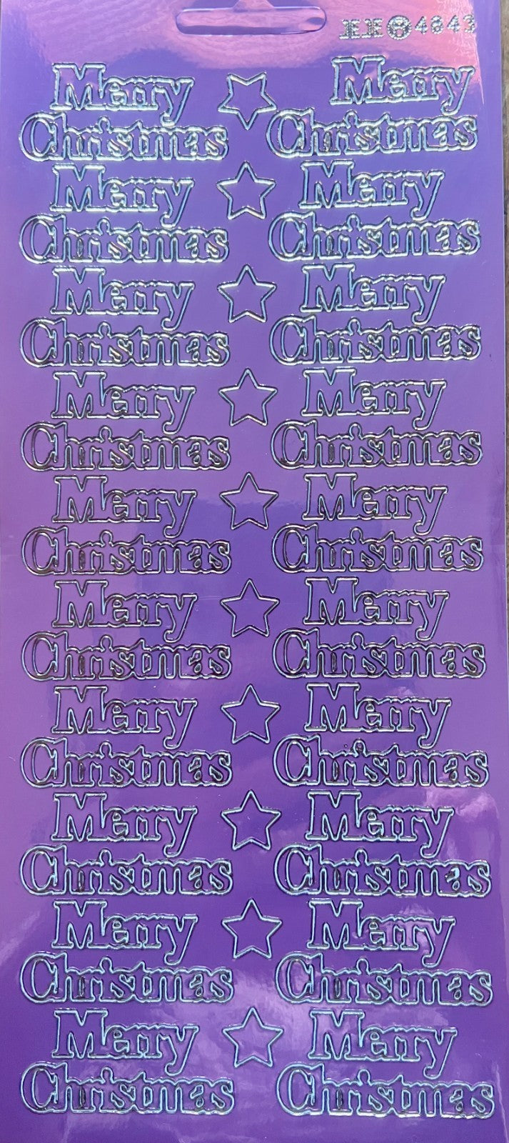 10 SHEETS - Candy Pink Mirror Shine Merry Christmas Peel Off Stickers