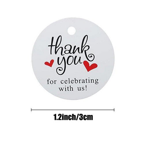 Handmade with Love Thank You DIY Craft Paper Tag Tags Gift Celebration - Thank You Round White