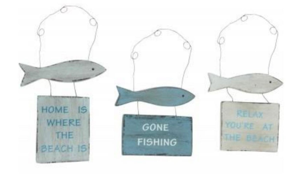 Nautical Wooden Hanging Plaque Sign Home Gift Beach Hut Decoration Gisela Graham - All Three Designs - One of Each