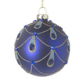 Glass Handcrafted Blue Red Peacock Pattern Baubles Christmas Tree Decoration - 1 Glass Blue Peacock Pattern Bauble