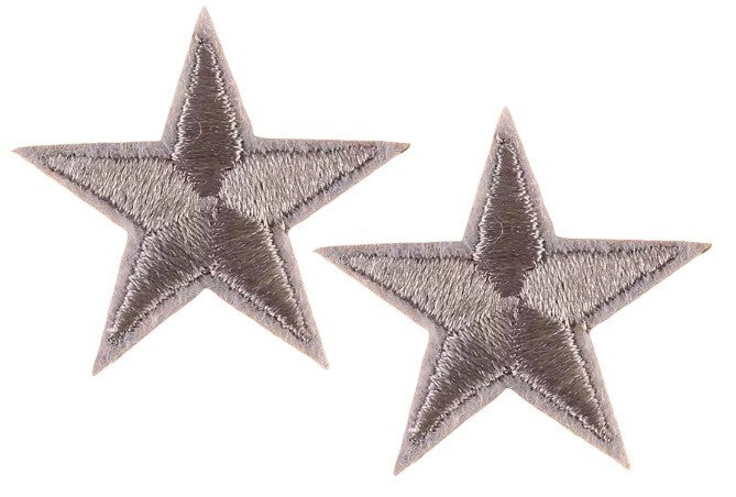 2 Grey Star Patches Iron On Sew On Stars Patch Embroidered Applique Badges