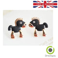 Black Horse Pony Kawaii Stud Earrings Birthday Christmas & Mini Gift Bag