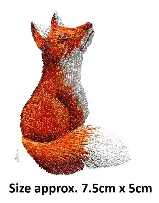 Fox Embroidered Patch Fox Embroidery Patches Iron on / Sew on / Glue on - Right Brown Fox