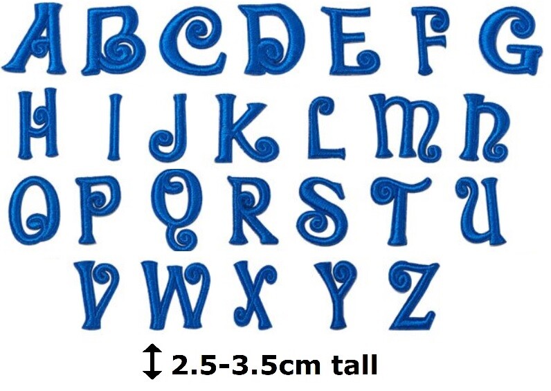Blue Letter Patch Iron or Sew on Embroidered Alphabet Customise Clothing