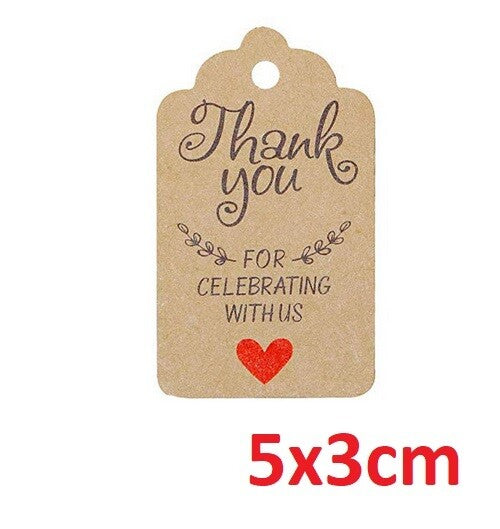 Handmade with Love Thank You DIY Craft Paper Tag Tags Gift Celebration - Thank You Rectangle Brown