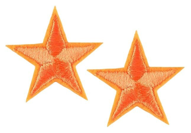 2 Orange Star Patches Iron On Sew On Stars Patch Embroidered Applique Badge
