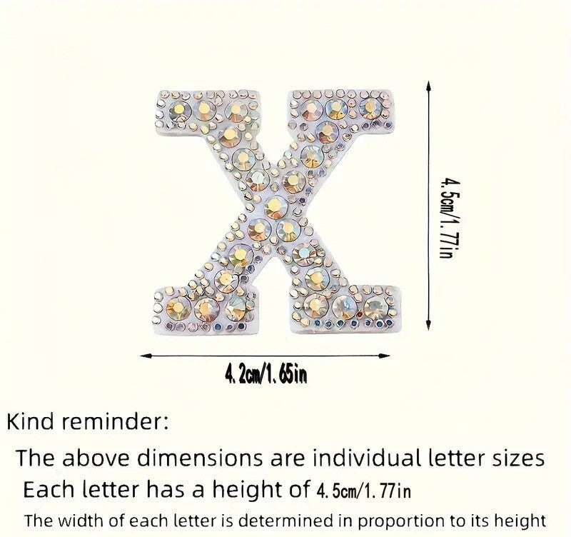 4.5cm 3D Rhinestone AB Crystal Patches Letter Alphabet Patch Iron Sew Glue on