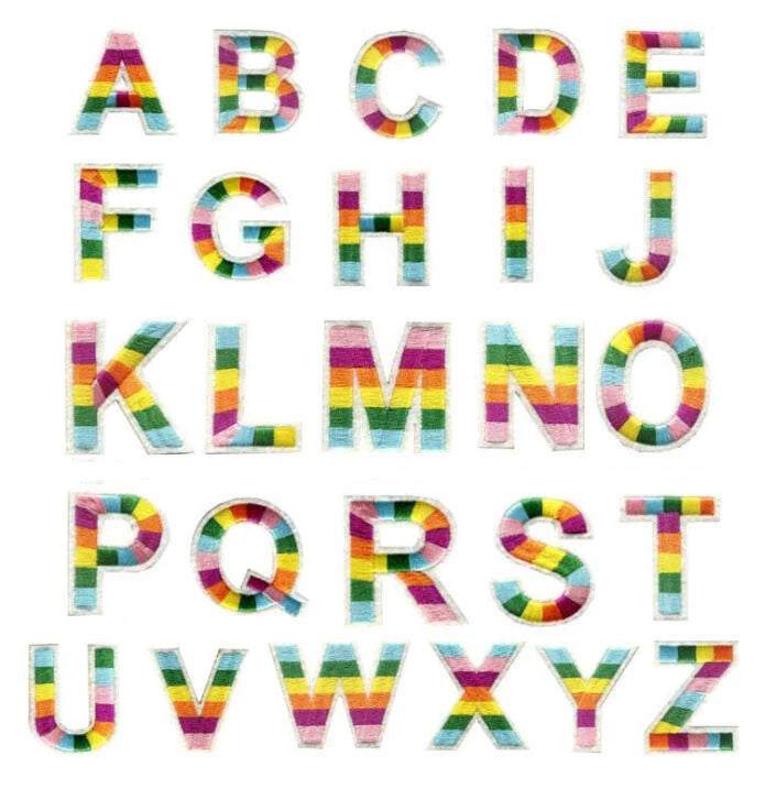 Multi Colour Rainbow Letter Patch Patches Iron on Sew on Alphabet Letter 5cm