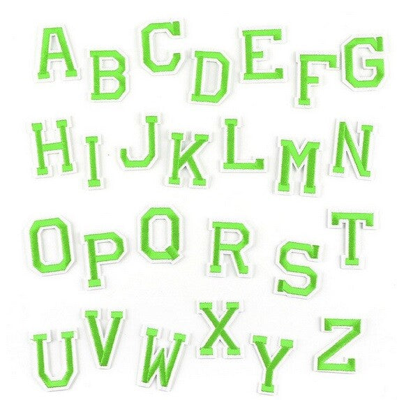 Neon Green Letter Patch Patches Iron or Sew on Alphabet Embroidery Customise