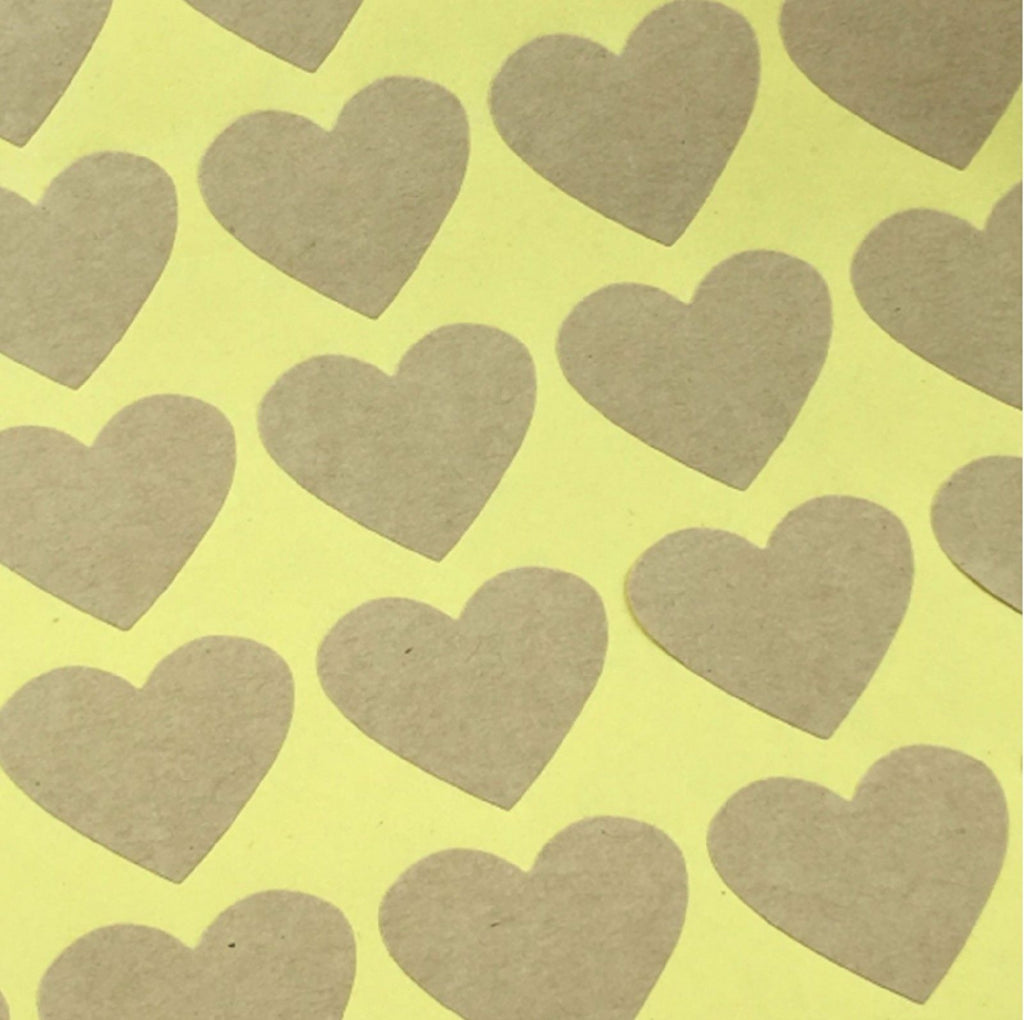 Mini Rustic Heart Sticker Blank Craft Stickers Labels - Heart Size: 25x20mm