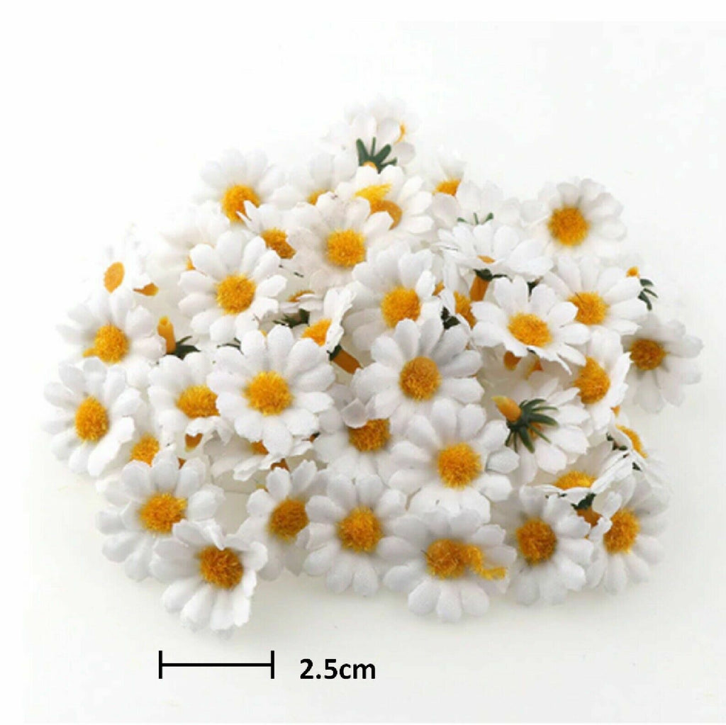 Mini Daisy Sunflower Heads 25mm Decorative Synthetic Flowers Faux Silk Flower