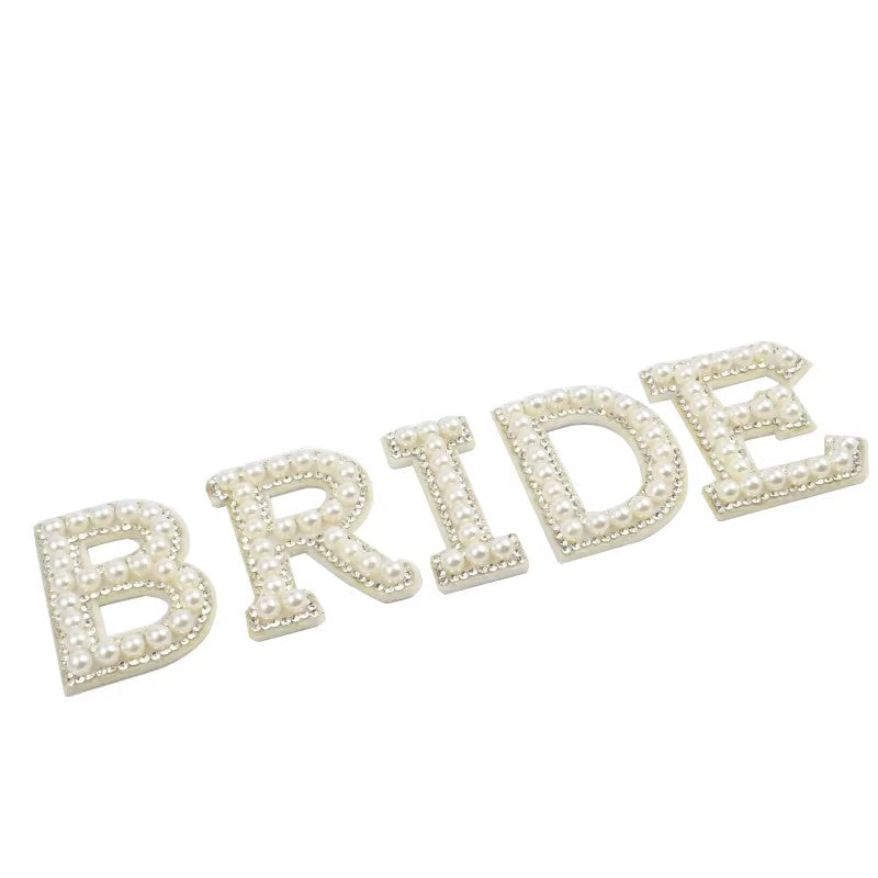 Bride pearl letter patch wedding alphabet patches customise clothing