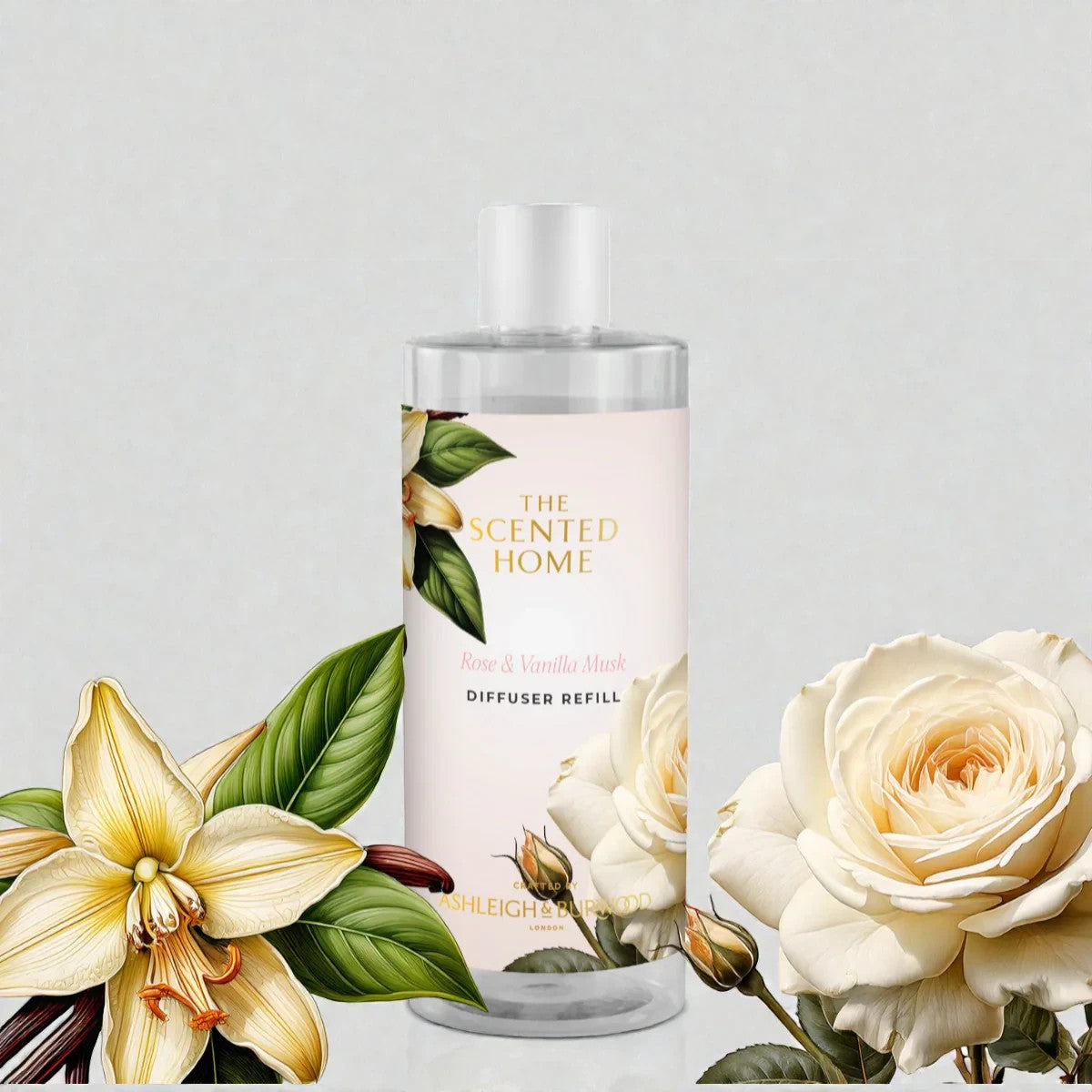300ml Large Ashleigh & Burwood Reed Diffuser Refill Scented Home Fragrance - 300ml Rose & Vanilla Musk